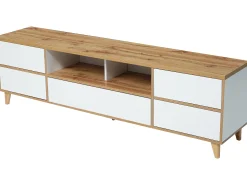 Móvel De Tv|Merax Móvel TV 175 cm - 5 portas e 2 nichos - MDF - e cor natural Branco