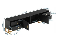 Móvel De Tv|ModernLuxe Móvel TV 175 cm - 2 portas texturadas e 4 gavetas - em MDF - Preto