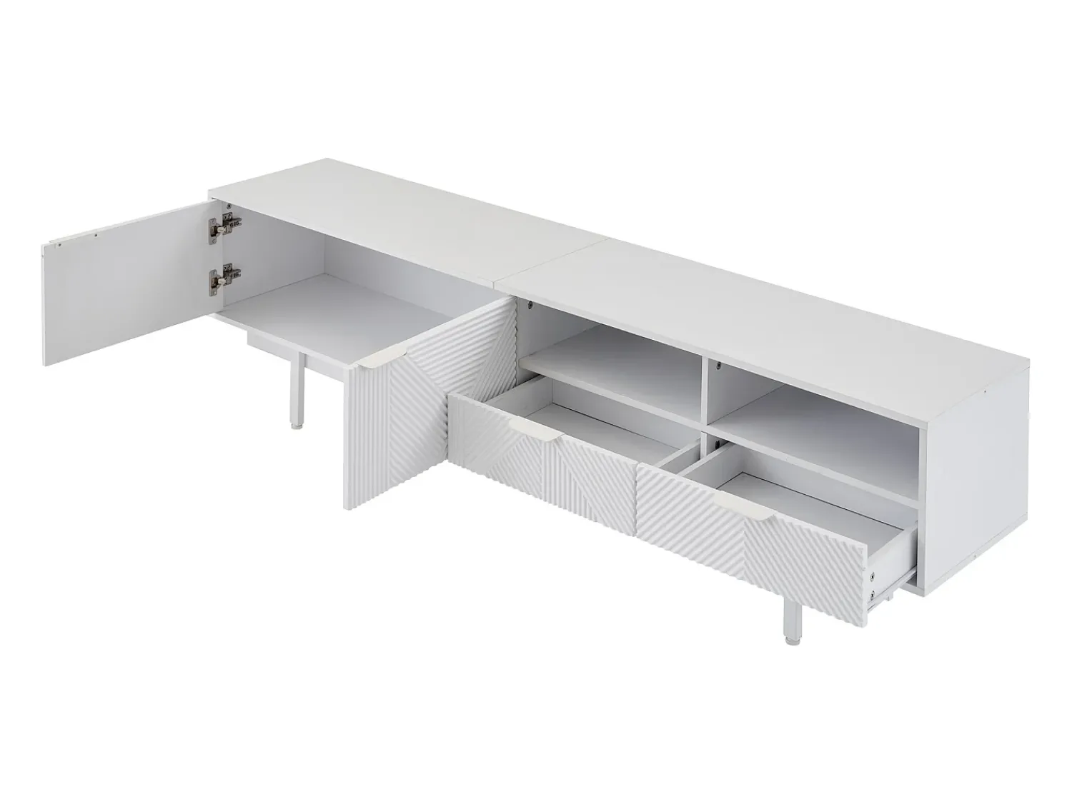ModernLuxe Móvel TV 200 cm - com 3 compartimentos e 2 gavetas - capacidade máxima TV 90 polegadas -^ Móvel De Tv