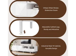 ModernLuxe Móvel TV 200 cm - com 3 compartimentos e 2 gavetas - capacidade máxima TV 90 polegadas -^ Móvel De Tv