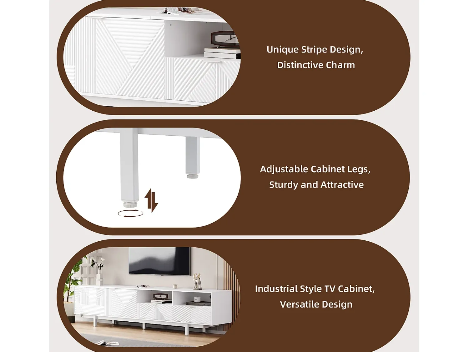 ModernLuxe Móvel TV 200 cm - com 3 compartimentos e 2 gavetas - capacidade máxima TV 90 polegadas -^ Móvel De Tv