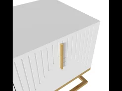 Móvel De Tv|ModernLuxe Móvel TV 170 cm - com prateleiras reguláveis - puxadores e pés dourados - Branco