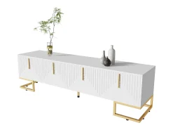 Móvel De Tv|ModernLuxe Móvel TV 170 cm - com prateleiras reguláveis - puxadores e pés dourados - Branco