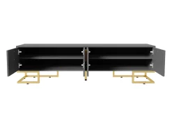 Móvel De Tv*ModernLuxe Móvel TV 170 cm - com prateleiras reguláveis ​​​​- puxadores e pés dourados - Cinza Cinzento