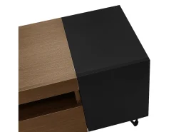Móvel De Tv|ModernLuxe Móvel TV 180 cm - uma porta basculante e 4 compartimentos abertos em ambos os lados - Preto e Natural Preto / Natural claro