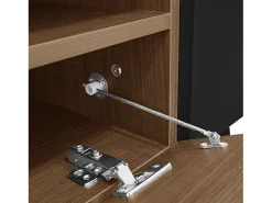 Móvel De Tv|ModernLuxe Móvel TV 180 cm - uma porta basculante e 4 compartimentos abertos em ambos os lados - Preto e Natural Preto / Natural claro