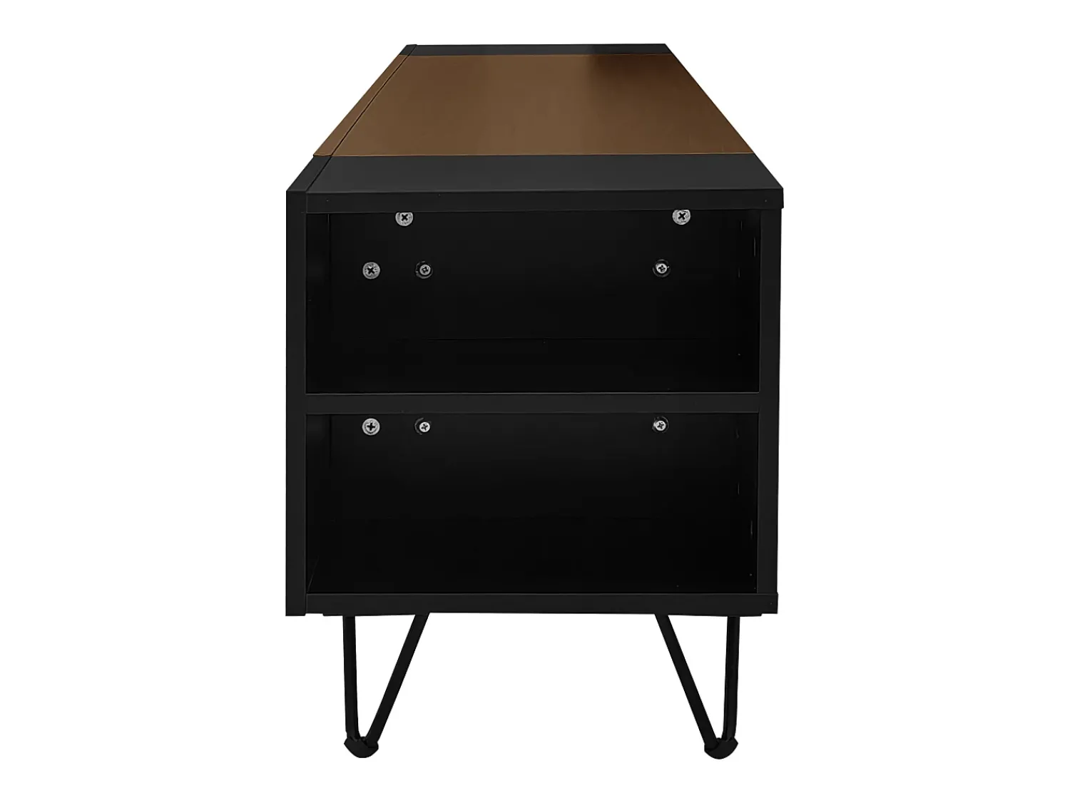 Móvel De Tv|ModernLuxe Móvel TV 180 cm - uma porta basculante e 4 compartimentos abertos em ambos os lados - Preto e Natural Preto / Natural claro