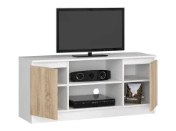 Móvel De Tv*Akord Móvel TV 120 cm com 2 Portas e 1 Prateleira - Bianco/Carvalho de Sonoma Natural claro / Branco