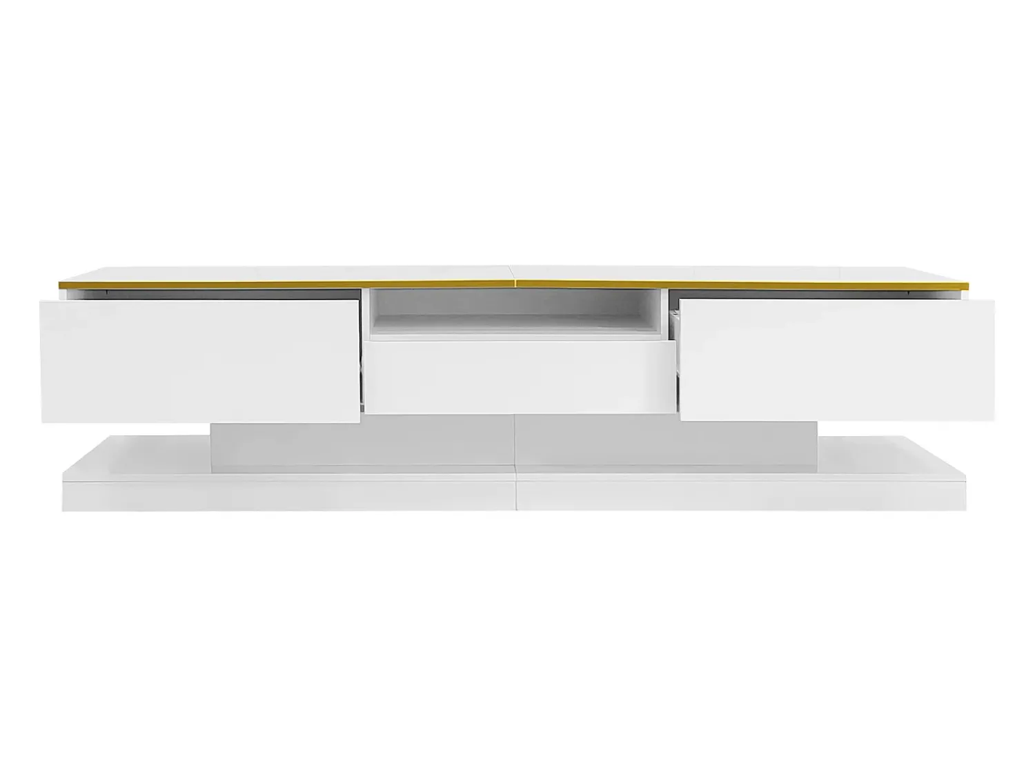 Móvel De Tv* Móvel TV 180 cm com iluminação LED, alto brilho com 3 gavetas e compartimento aberto, Branco