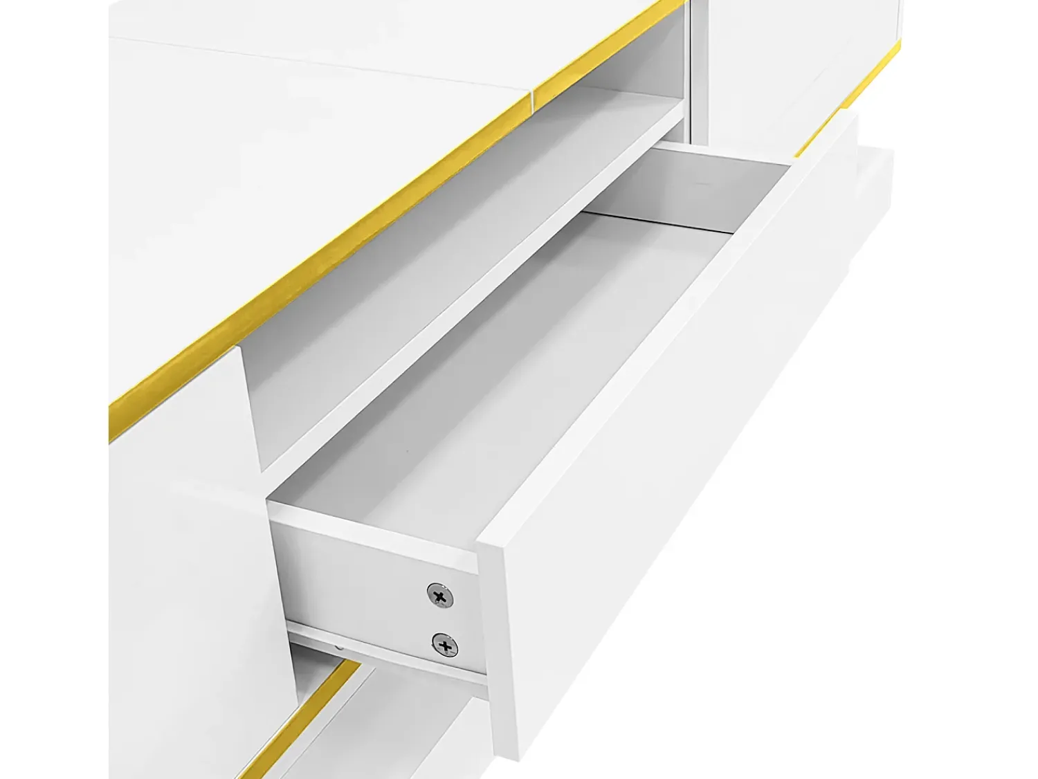 Móvel De Tv* Móvel TV 180 cm com iluminação LED, alto brilho com 3 gavetas e compartimento aberto, Branco