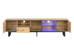 ModernLuxe Móvel TV 190 cm com LED - 6 divisórias e 1 gaveta - Natural^ Móvel De Tv