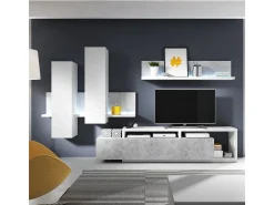 Online Petits-Meubles Móvel TV 1 gaveta Ilyes branco e betão 219cm Cinzento