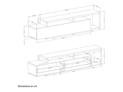 Online Petits-Meubles Móvel TV 1 gaveta Ilyes branco e betão 219cm Cinzento