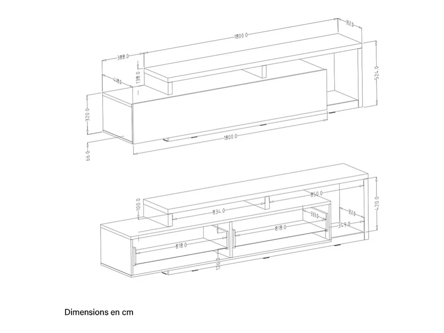 Online Petits-Meubles Móvel TV 1 gaveta Ilyes branco e betão 219cm Cinzento
