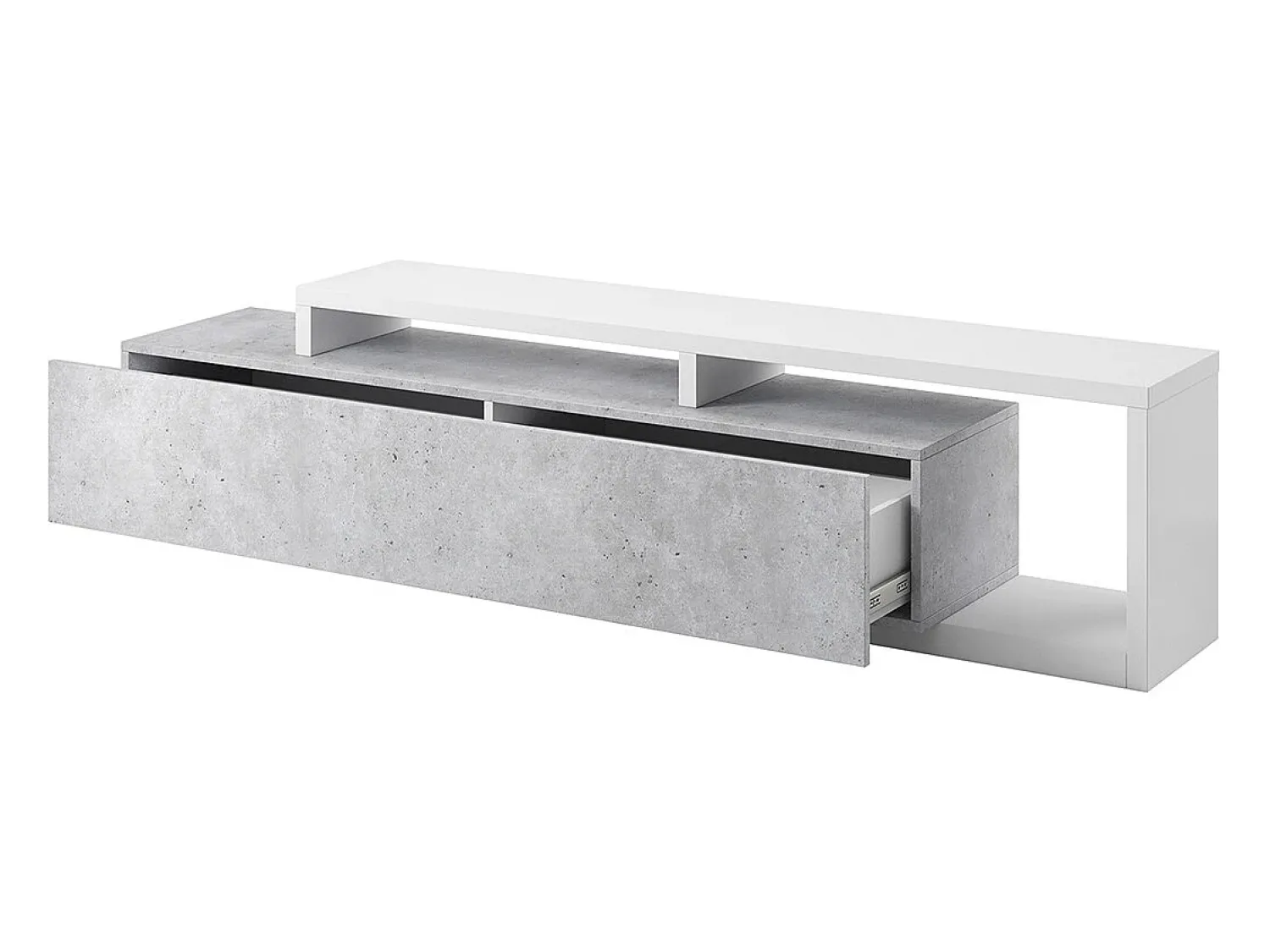 Online Petits-Meubles Móvel TV 1 gaveta Ilyes branco e betão 219cm Cinzento