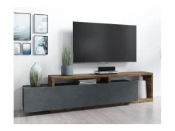 Móvel De Tv*Petits-Meubles Móvel TV 1 gaveta Ilyes e madeira 219cm Cinzento