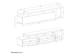 Móvel De Tv|Petits-Meubles Móvel TV 1 gaveta Ilyes madeira e cinzento 219cm Castanho