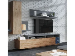 Móvel De Tv|Petits-Meubles Móvel TV 1 gaveta Ilyes madeira e cinzento 219cm Castanho