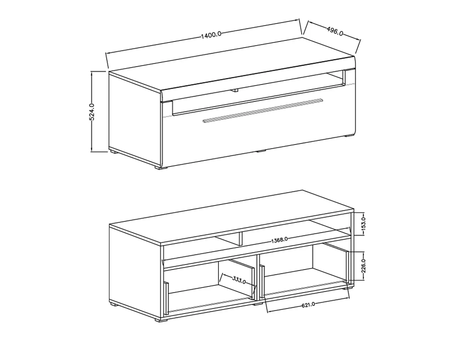 Petits-Meubles Móvel TV 1 gaveta Louis 140cm Branco