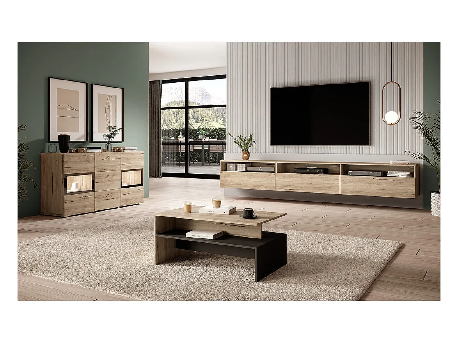 Móvel De Tv|Petits-Meubles Móvel TV 1 gaveta Sloan madeira 270cm Castanho