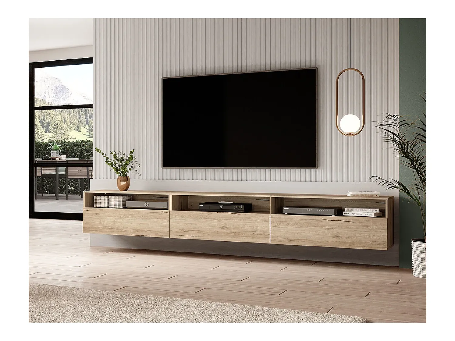 Móvel De Tv|Petits-Meubles Móvel TV 1 gaveta Sloan madeira 270cm Castanho