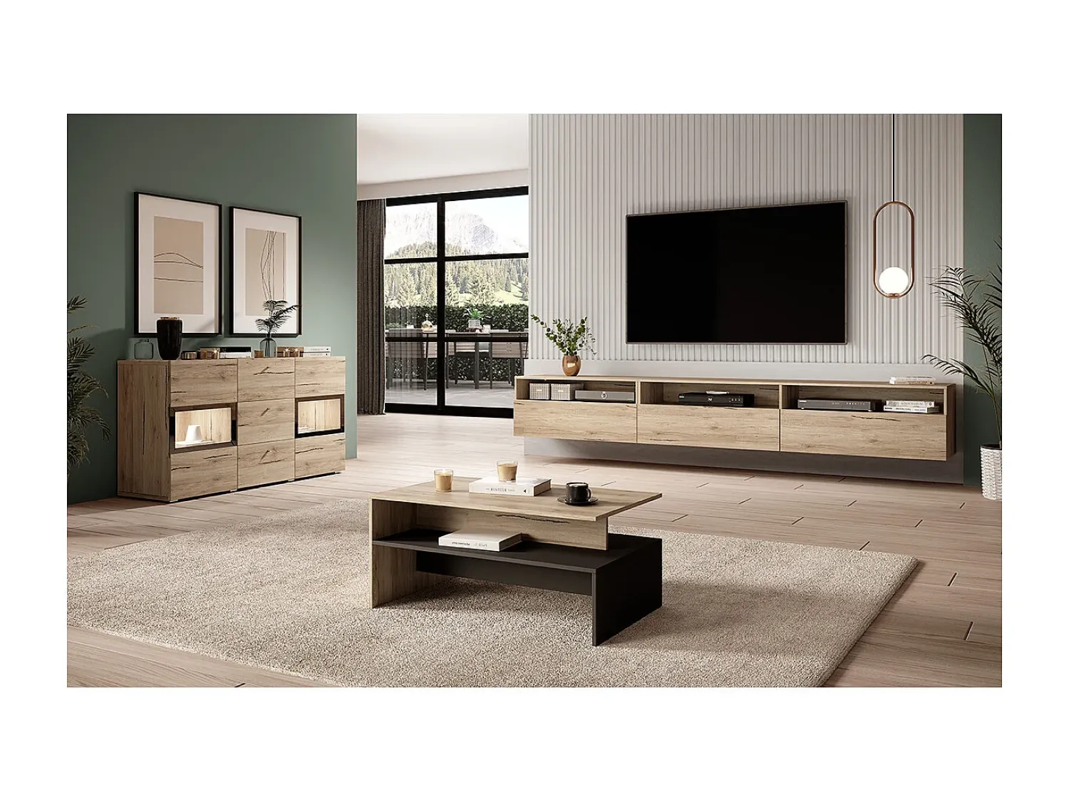 Móvel De Tv|Petits-Meubles Móvel TV 1 gaveta Sloan madeira 270cm Castanho