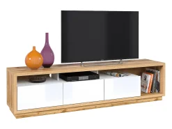 Petits-Meubles Móvel TV 3 gavetas Asten branco e madeira 200cm^ Móvel De Tv