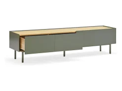 Teulat Móvel TV 2 gavetas com porta basculante verde 180x40 cm^ Móvel De Tv