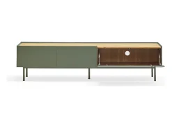 Teulat Móvel TV 2 gavetas com porta basculante verde 180x40 cm^ Móvel De Tv