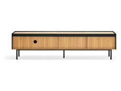 Móvel De Tv|Teulat Móvel TV 2 gavetas com porta basculante 180x40 cm Preto