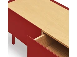 Móvel De Tv*Teulat Móvel TV 2 gavetas com porta basculante 180x40 cm Vermelho
