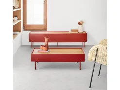 Móvel De Tv*Teulat Móvel TV 2 gavetas com porta basculante 180x40 cm Vermelho
