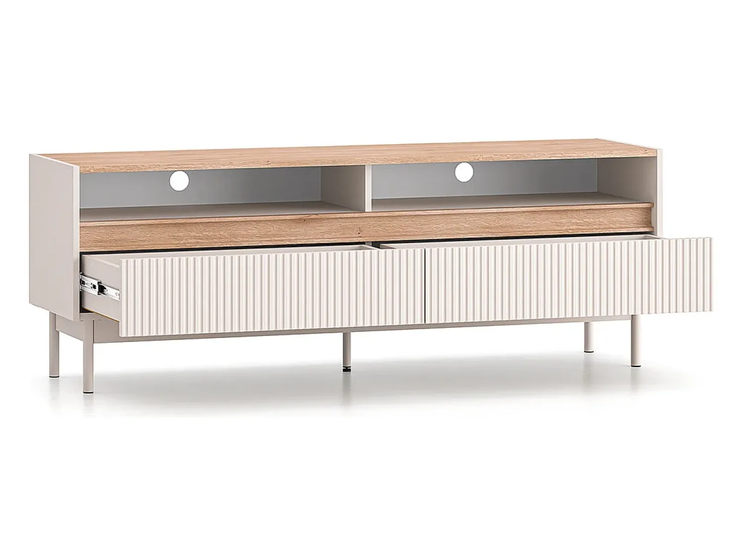 Móvel De Tv*Petits-Meubles Móvel TV 2 gavetas Connie caxemira e madeira 153,8cm Bege