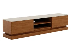 Móvel De Tv*Vente-unique Móvel TV 2 gavetas e 2 nichos com LEDs em MDF - Castanho natural e bege - DEVIKA de Pascal MORABITO Natural escuro / Bege