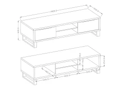 Móvel De Tv*Petits-Meubles Móvel TV 2 gavetas Eden madeira e metal 180cm Natural claro