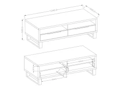 Petits-Meubles Móvel TV 2 gavetas Eden madeira e metal 124cm^ Móvel De Tv