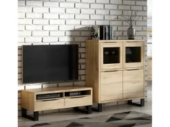 Petits-Meubles Móvel TV 2 gavetas Eden madeira e metal 124cm^ Móvel De Tv