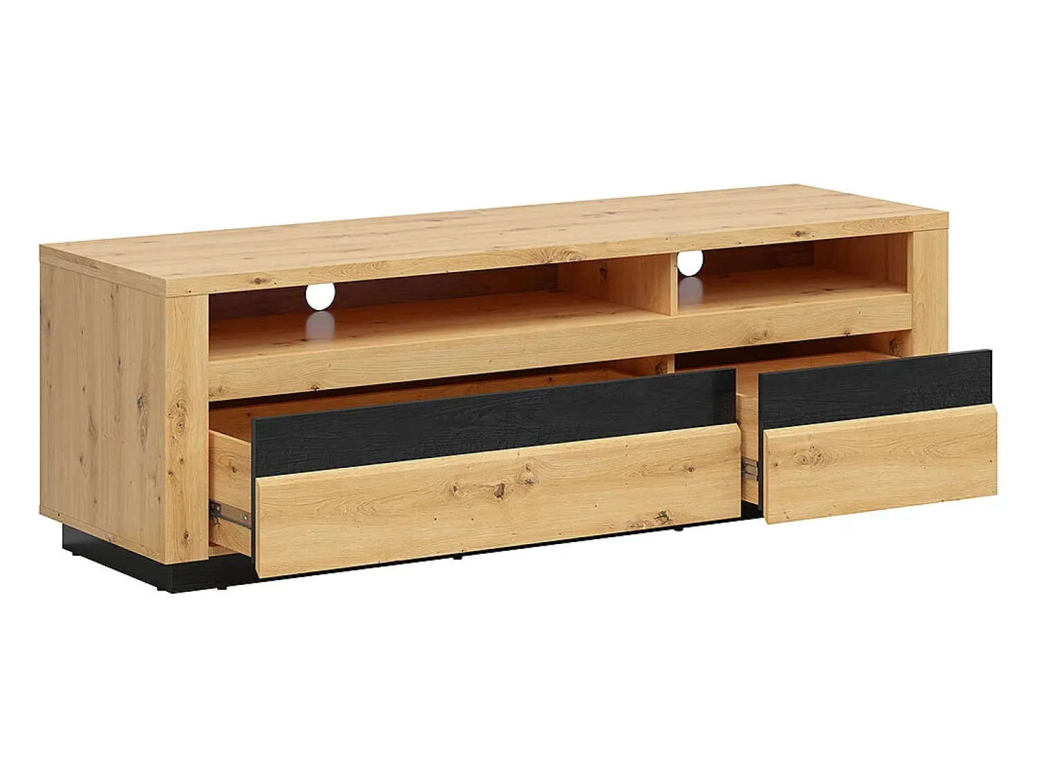 Móvel De Tv*Petits-Meubles Móvel TV 2 gavetas Glenn madeira e 161cm Preto