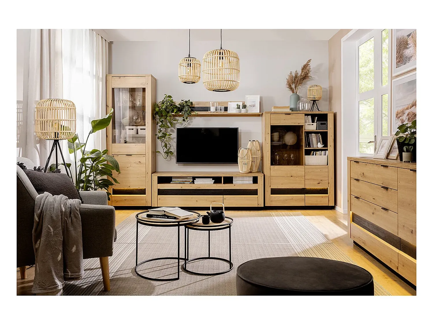 Móvel De Tv*Petits-Meubles Móvel TV 2 gavetas Glenn madeira e 161cm Preto