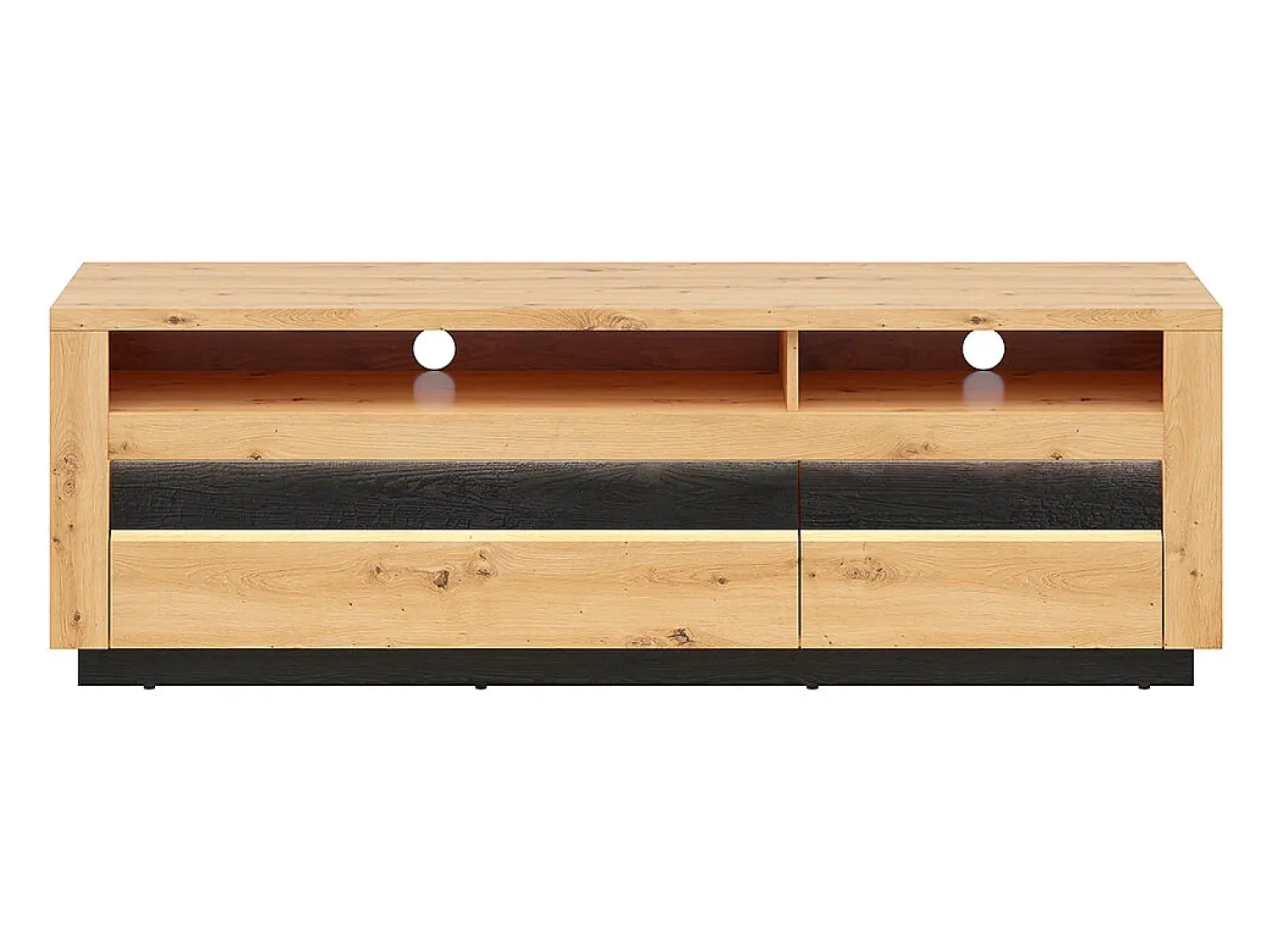Móvel De Tv*Petits-Meubles Móvel TV 2 gavetas Glenn madeira e 161cm Preto