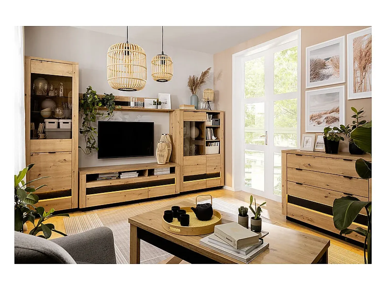 Móvel De Tv*Petits-Meubles Móvel TV 2 gavetas Glenn madeira e 161cm Preto