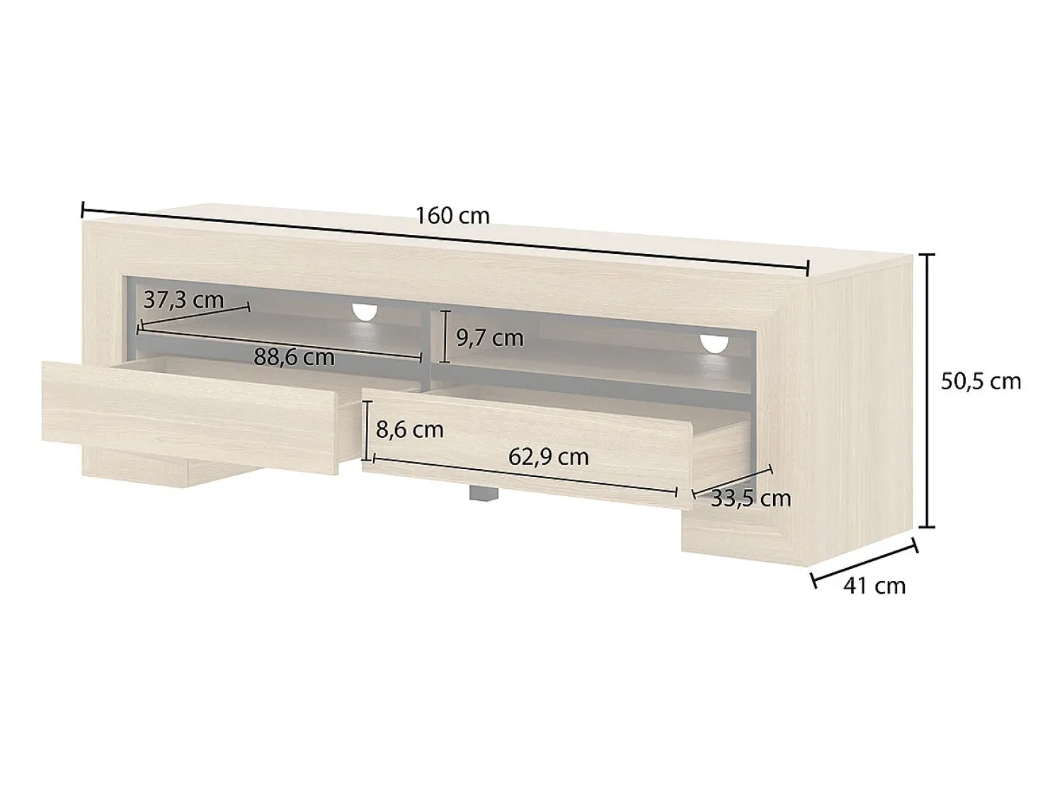 Petits-Meubles Móvel TV 2 gavetas Lucius madeira e 160cm^ Móvel De Tv
