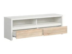 Móvel De Tv|Petits-Meubles Móvel TV 2 gavetas Soren madeira e branco 143,5cm Natural claro / Branco