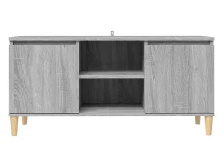 Móvel De Tv* Móvel TV + pernas de madeira maciça 103,5x35x50 cm sonoma cinza PT150944 Cinzento