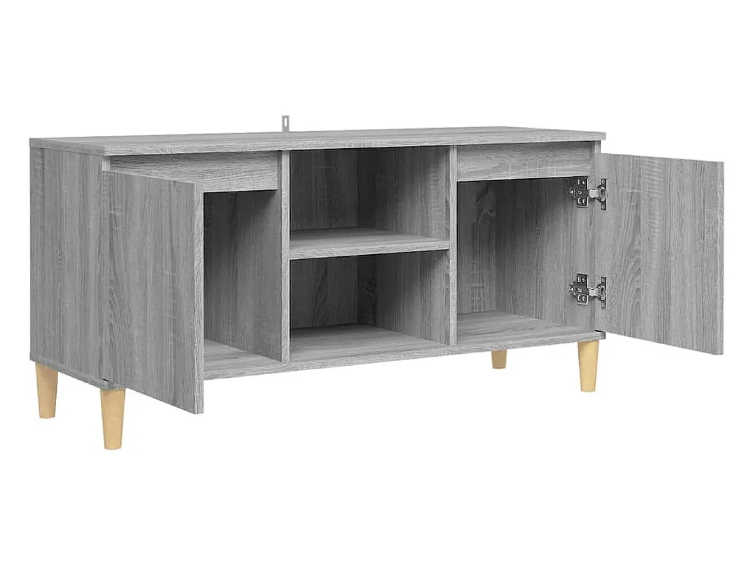 Móvel De Tv* Móvel TV + pernas de madeira maciça 103,5x35x50 cm sonoma cinza PT150944 Cinzento