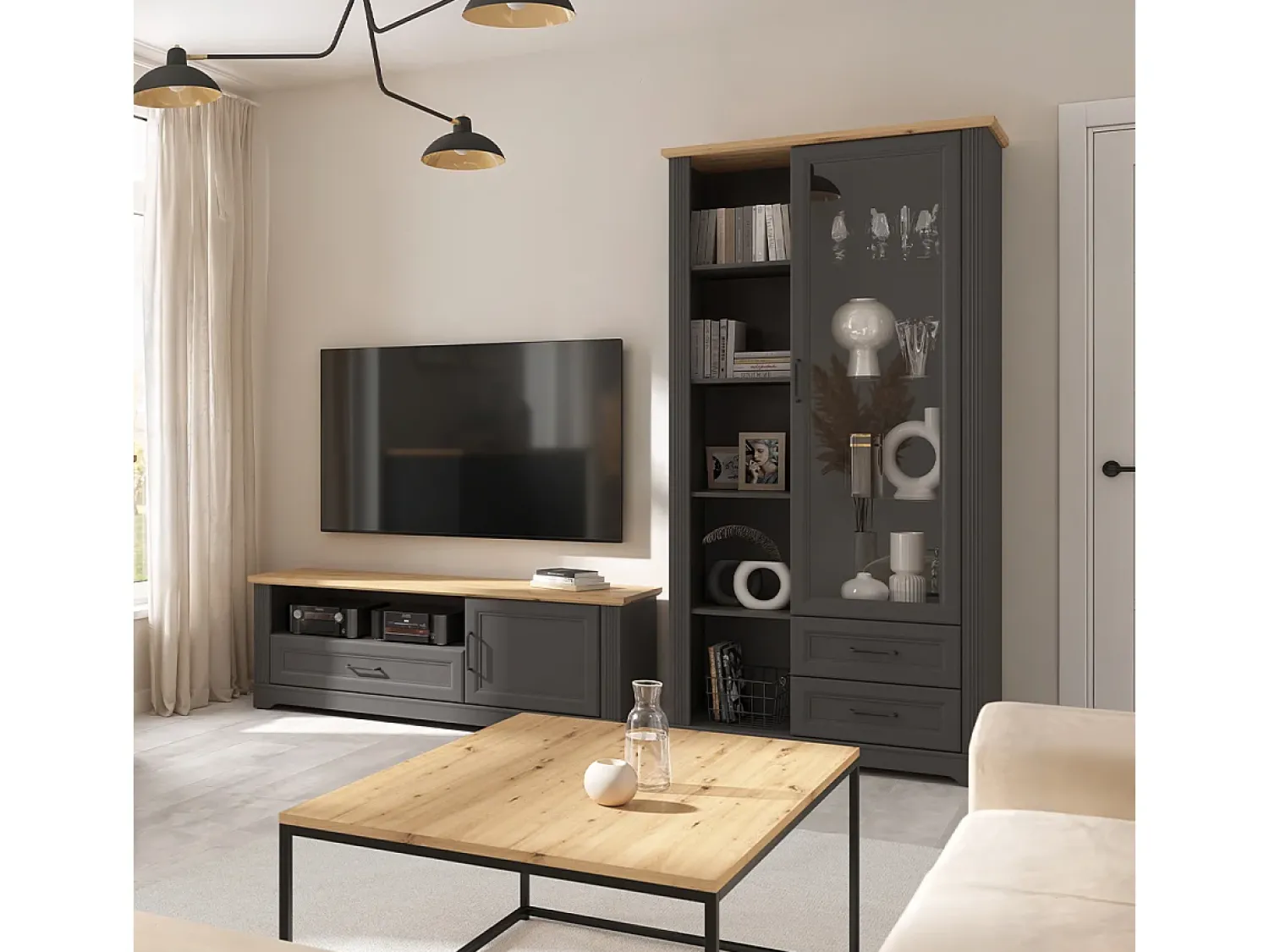 Móvel De Tv|Petits-Meubles Móvel TV 1 porta 1 gaveta Charlie 150cm Cinzento