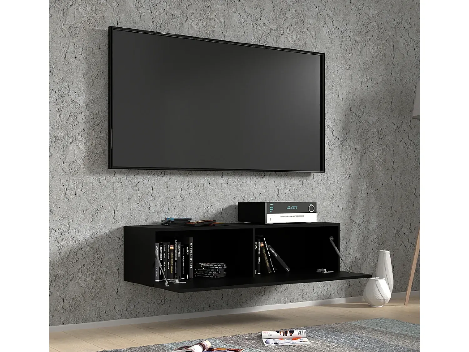Discount Petits-Meubles Móvel TV 1 porta Bali mate 120cm Preto