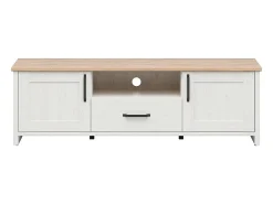 Petits-Meubles Móvel TV 2 portas 1 gaveta Aksel branco e madeira 160cm^ Móvel De Tv