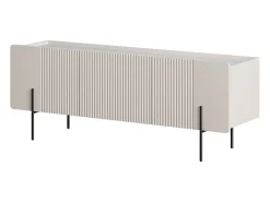 Móvel De Tv| Móvel TV 2 portas 1 gaveta com pé metálico de caxemira 150x57 cm Bege