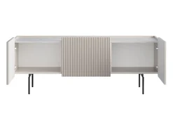 Móvel De Tv| Móvel TV 2 portas 1 gaveta com pé metálico de caxemira 150x57 cm Bege